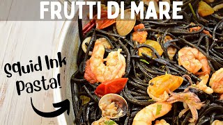 Frutti di Mare with Squid Ink Pasta How to make an intense seafood sauce [upl. by Midge]