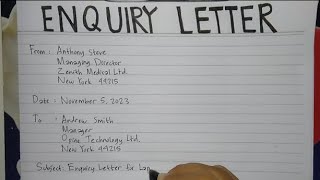 How To Write An Enquiry Letter Step by Step Guide  Writing Practices [upl. by Lehcnom178]