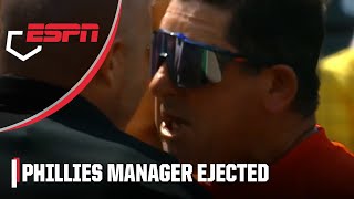 Phillies manager Rob Thomson GETS HEATED amp EJECTED after reversed HBP call 🗣️  ESPN MLB [upl. by Ennairol]