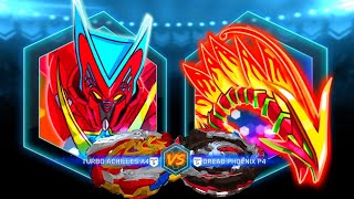 TURBO ACHILLES A4 VS DREAD PHOENIX P4 BEYBLADE BURST APP [upl. by Aticilef]