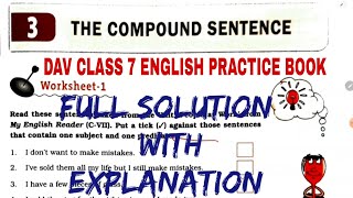 dav class 7 English Practice Book chapter 3 The Compound Sentence Solution  EDUMAGNET [upl. by Yenahpets]