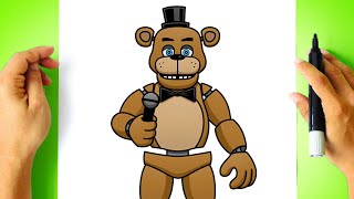 How to DRAW FREDDY FAZBEAR  Five Nights at Freddys   How to DRAW FNAF Characters  step by step [upl. by Llyrehc608]