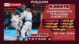 KARATE  Campionato Italiano Cadetti 2024  Day2 mattina Kumite  Tatami4 [upl. by Akamahs]