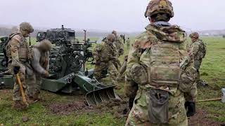 US Soldiers Prepare M777 Howitzer for NATO Dynamic Front 25 Live Fire Exercise [upl. by Reffineg]