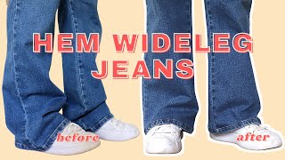 How to Hem Flared Jeans with Original Hem  LYDIA NAOMI [upl. by Eiraminot]