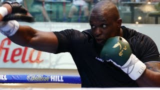 Dillian Whyte HAMMERS PADS in Joseph Parker WORKOUT [upl. by Eidnim843]