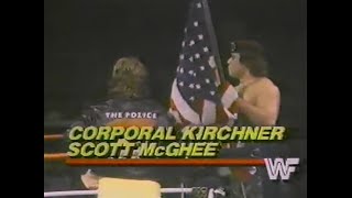 Corporal Kirchner amp Scott McGhee in action Championship Wrestling Dec 14th 1985 [upl. by Nnayd]