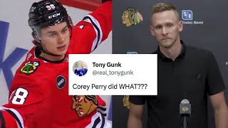 what did Corey perry to Connor Bedards Mom [upl. by Ardrey191]