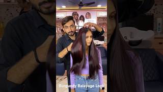 👉Burgundy Balayage Look haircolor highlights burgundy balayage viral trending youtubeshorts [upl. by Ekaj]