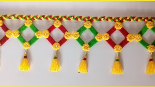 DIY easy woolen door hangingऊन की तोरणwool ki door hanging wall hanging ideas [upl. by Covell]