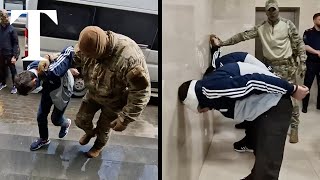 Moscow terror attack Blindfolded suspects taken for interrogation [upl. by Fenella]