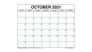 Printable October 2021 Calendar Templates with Holidays  VL Calendar [upl. by Nonohcle]