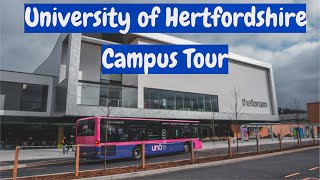 University of Hertfordshire College Lane Campus Tour  Student Accommodation Buildings Library [upl. by Malva979]