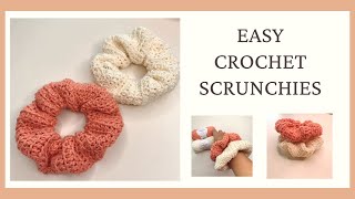 EASY CROCHET SCRUNCHIES  CROCHET BY BEV [upl. by Nwahsir]