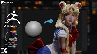 ZbrushMarmoset  Usagi Sailor Moon Fan Art [upl. by Cecilla604]