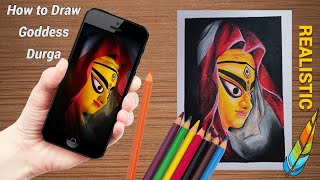 Maa Durga Drawing with Colour pencils Durga Mata Drawing with Colour Pencils artistshuvambag [upl. by Drawdesemaj]