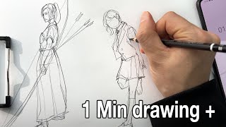 1min Drawing a  Croquis [upl. by Nywnorb]