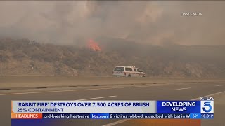 Rabbit Fire 25 contained after charring 7500 acres [upl. by Ramedlaw]