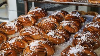 Swedish cinnamon bun bakery makes 25000 traditional cinnamon rolls from scratch every week [upl. by Emina]