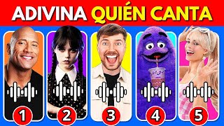 Adivina quién canta 🎤🎙️🎶 The Rock Grimace Mr Beast Wednesday Addams Barbie [upl. by Eledoya]