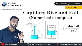 Numerical examples on Capillary Rise and Fall explained English Language [upl. by Hugon]