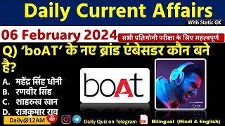 Daily Current Affairs 6 February Current Affairs 2024 Kalyani Mam  SSCNDARailwayAll Exam [upl. by Monjo594]