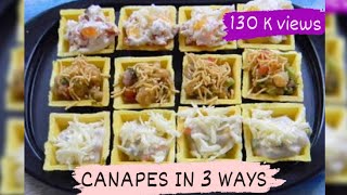 Canapes in 3 Ways  Quick and Easy Canapes recipe Veg Canapes  Canapes for Parties  Food Fiestaa [upl. by Shugart136]