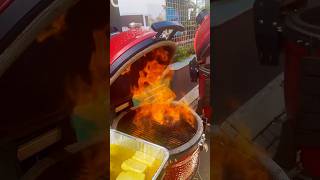 Flambé NY Strip Chef Eric throwing down the steaks butter dipped and cooked to perfection [upl. by Ujawernalo]