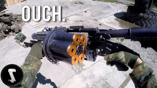 Possibly the Most Painful Airsoft Gun in Existence 40mm Grenade Launcher [upl. by Smitt]