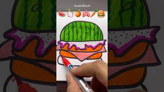 🍉🍊🫁🥕🍔 satisfying creative drawing viralvideo drawing youtubeshorts shorts [upl. by Ahsirhcal]