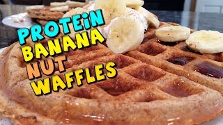 Banana Nut Protein Waffles  Healthy Waffle Recipe [upl. by Joni593]