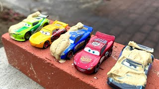 13 Disney Cars Tomica and jumping into the mud pool [upl. by Genet]