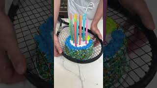 using a tennis racket decorates cake pt 8 [upl. by Neerbas]