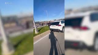 ProPalestinian protesters block traffic at Chicagos OHare Airport [upl. by Chelsy]