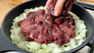 ❗️The most delicious liver with onions The secret to making tender chicken liver in 5 minutes [upl. by Eetnwahs442]