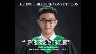 THE 1987 PHILIPPINE CONSTITUTION  THE PREAMBLE  ENGLISH amp TAGALOG VERSION  BY JOHN LANDERO DUKA [upl. by Adnert]