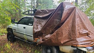 Solo Overnight Truck Bed Camping With A Tarp [upl. by Lucille]