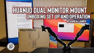 Huanou Dual Monitor Mount Unboxing Set Up and Operation [upl. by Matland]