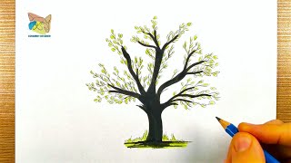 comment dessiner un arbre avec des feuilles [upl. by Tevis]