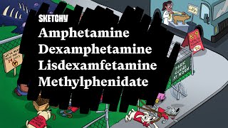 Amphetamine Dexamphetamine Lisdexamfetamine Methylphenidate Lesson Part 1  Sketchy Medical [upl. by Enrol]