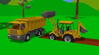 Video Excavator and Bulldozer  School Construction  Colorful Animations about Excavators for Kids [upl. by Ettennyl]