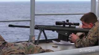 USMC Scout Snipers vs small boat Barrett M107 50 BMG Rifles [upl. by Sej]