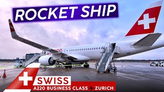 The FIRST A220 · SWISS BUSINESS CLASS 🇬🇧 London City ✈ Zurich 🇨🇭 A Rocket Ship Launch [upl. by Ahsaf]