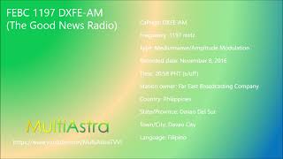 FEBC 1197 DXFEAM The Good News Radio  Signoff November 8 2016 [upl. by Theo]