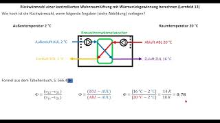 Rückwärmzahl eines Wärmetauschers einer kontrollierten Wohnraumlüftung berechnen [upl. by Niasuh]