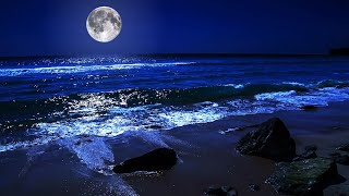 Fall Asleep On A Full Moon Night With Calming Wave Sounds  9 Hours of Deep Sleeping on Mareta Beach [upl. by Amena]