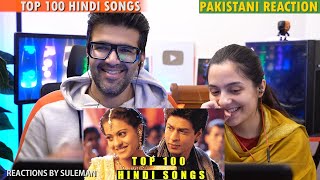 Pakistani Couple Reacts To Top 100 Hindi Songs  SRK  Akshay  Salman  Govinda  Aamir [upl. by Ressan]