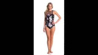 Seafolly Tropic Coast High Neck One Piece Swimsuit  SwimOutletcom [upl. by Nancey]