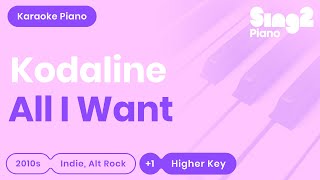 Kodaline  All I Want Higher Key Karaoke Piano [upl. by Enneles]