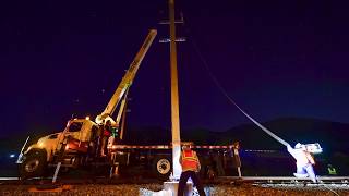 Timelapse Caltrain Electrification Pole Installation [upl. by Greyson]